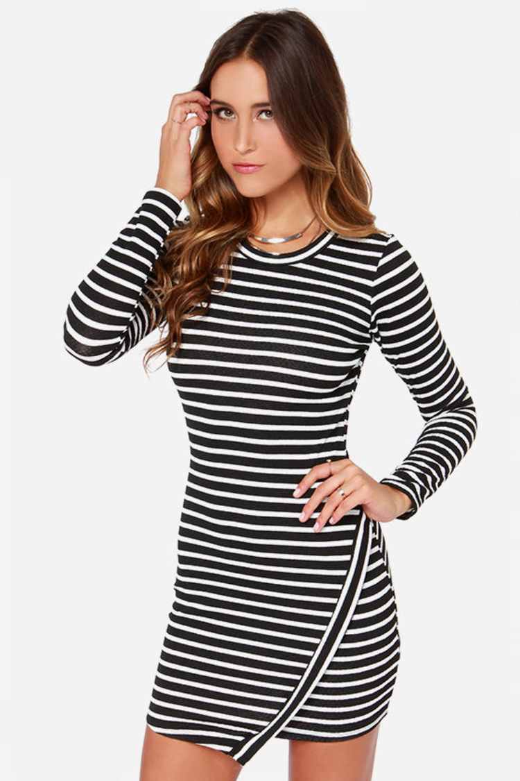 lace black mini dress Black Lace High Neck Long Sleeve Draped Mini Dress