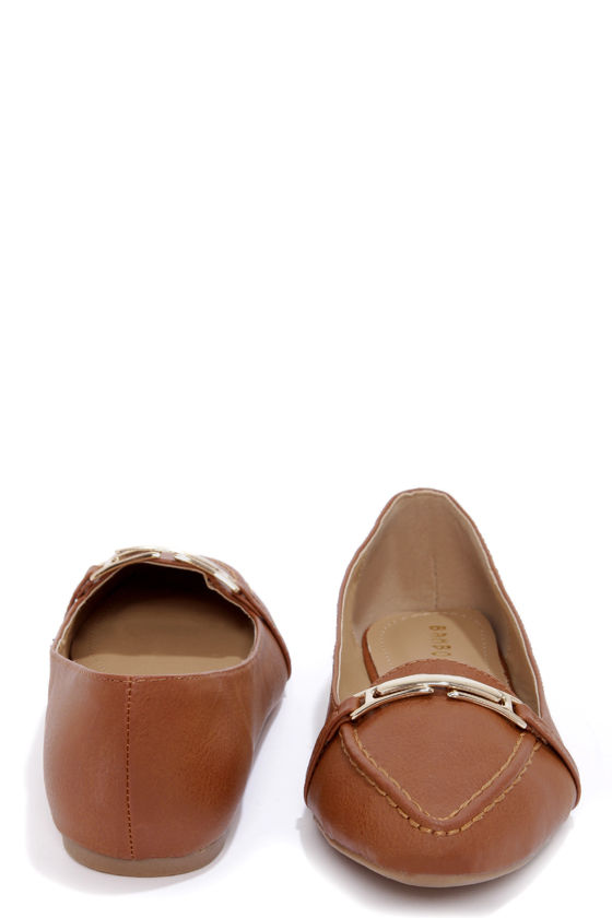 Bamboo Catchy 03 Chestnut Pointed Loafer Flats