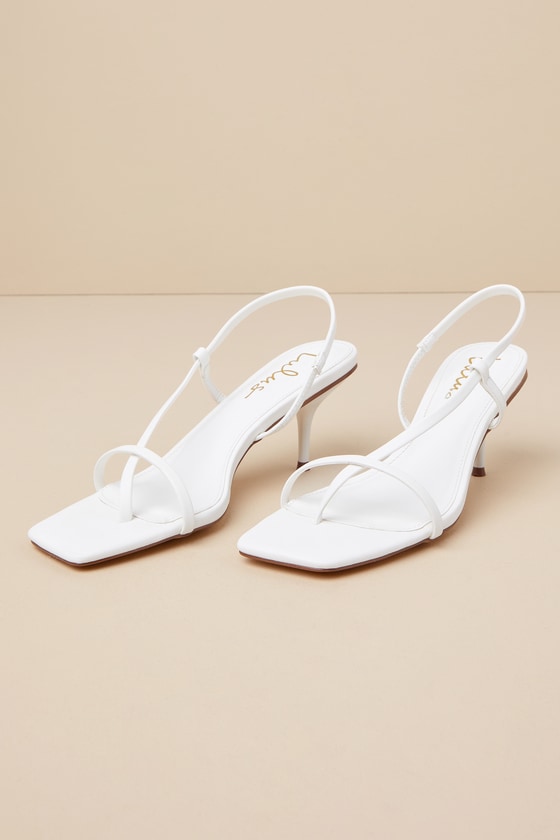 Toinette White Strappy Slingback High Heel Sandals 1