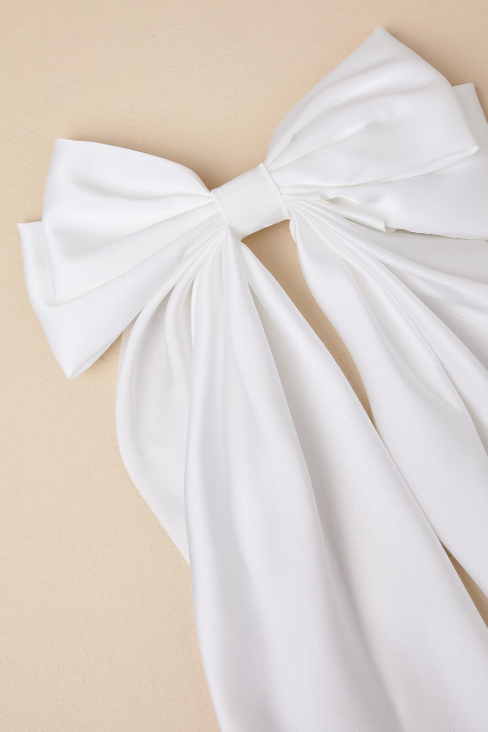 Adorable Inclusion White Satin Bow Hair Clip