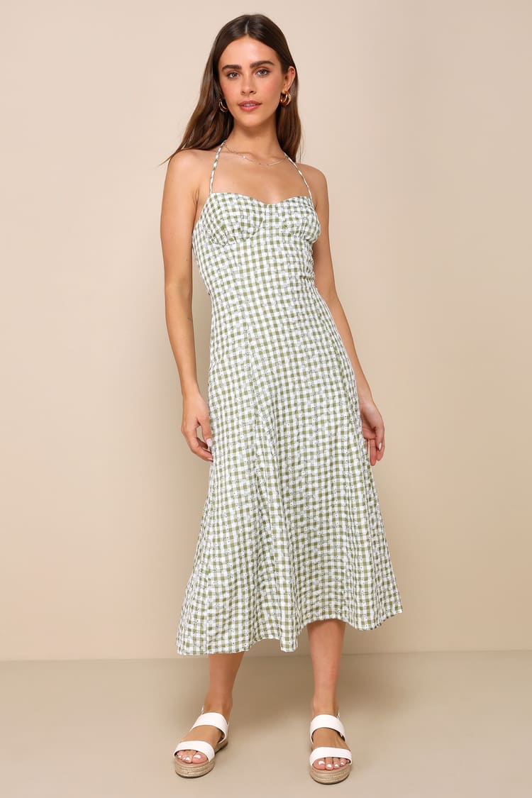 sachin and babi light blue dress Dorothy Gingham Midi Dress