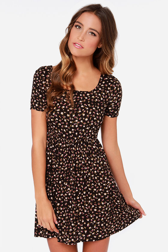 Billabong Bringin It Back Floral Print Dress Brown Dress 49.50