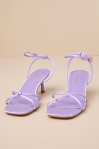 Hewett Lilac Satin Ankle Strap Low Heel Sandals