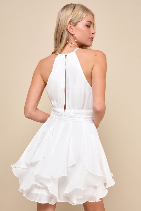 Shop Lulus Abundant Radiance Shiny White Organza Ruffled Mini Dress