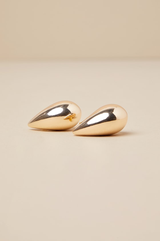 Lulus Bold Expression Gold Chunky Teardrop Statement Earrings