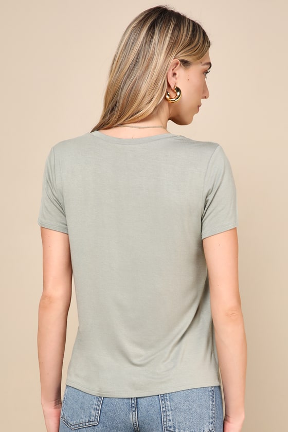 Sage Green Tee - Short Sleeve Tee - V-Neck Tee - Relaxed Tee - Lulus