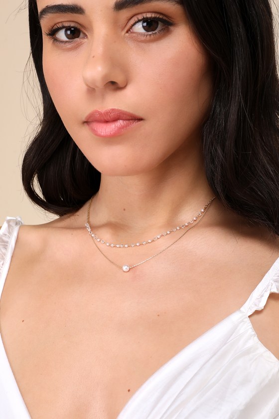 Lulus Blissfully Darling Gold Pearl Beaded Layered Necklace