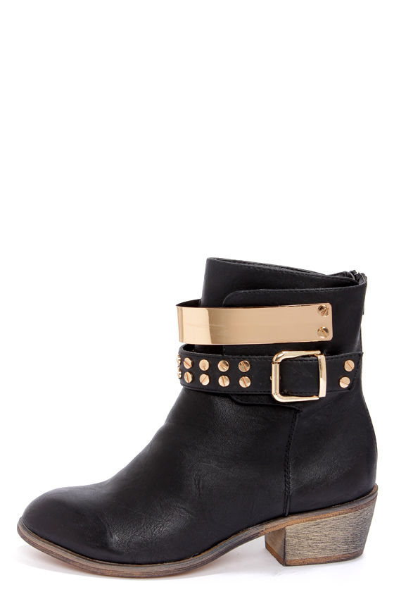 gold studded ankle boots