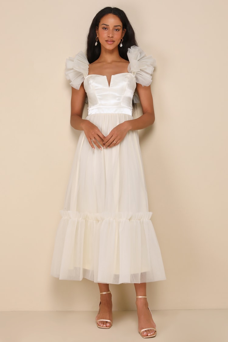knee length dresses for ladies Lidia Off-Shoulder Pleated Midi Dress
