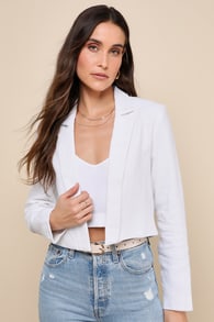 Sophisticated Decision White Linen Cropped Blazer