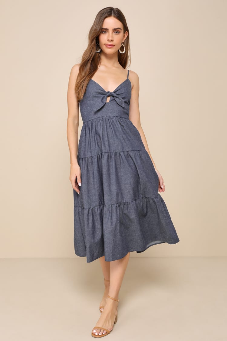 knee length dresses for ladies Simonah Tiered Midi Dress  VICI