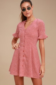 Castana Rust Red Print Button-Up Dress 1