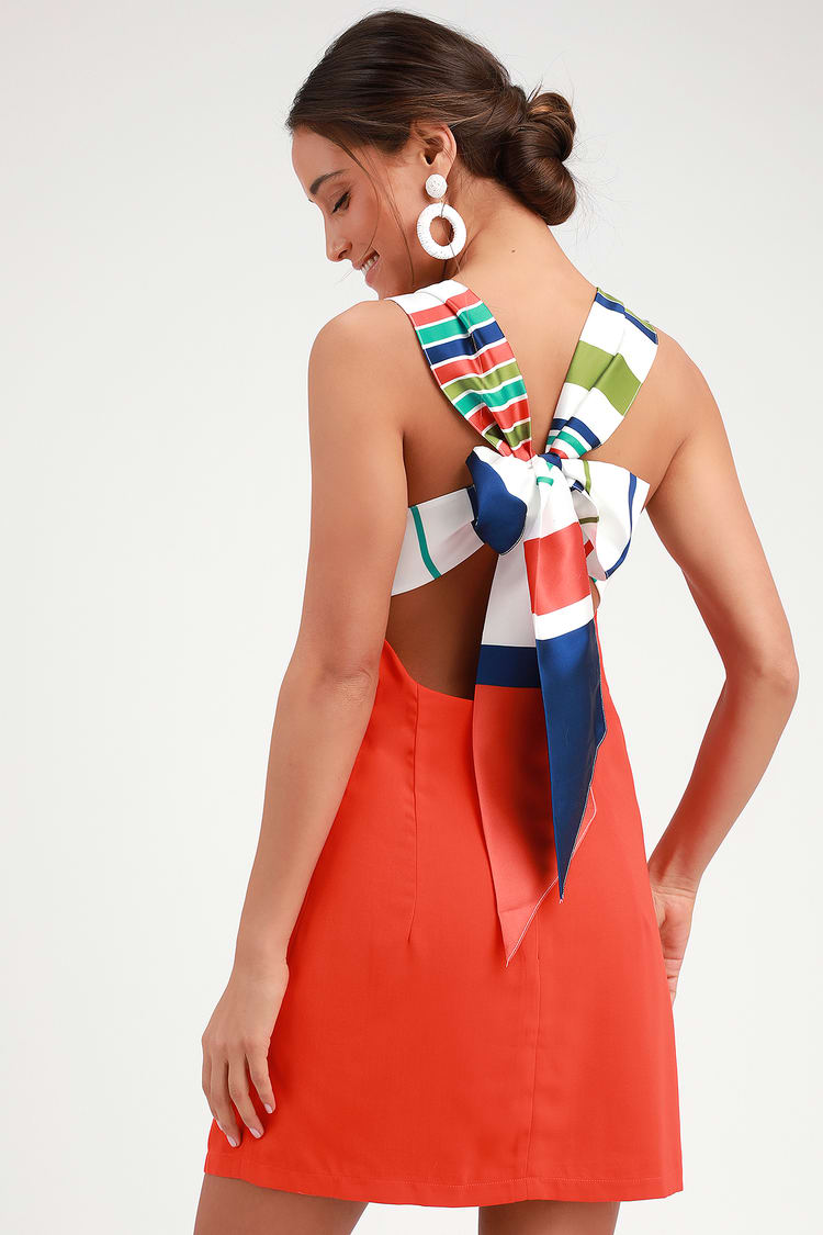Cute Red Orange Dress - Tie-Back Dress - Orange Backless Dress - Lulus 