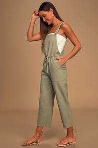 Verona Sage Green Drawstring Wide-Leg Jumpsuit