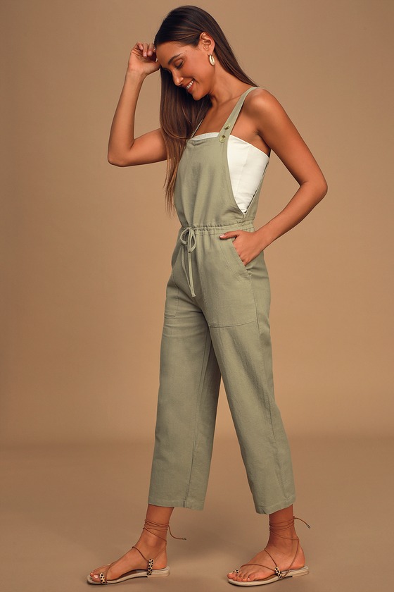Verona Sage Green Drawstring Wide-Leg Jumpsuit 1