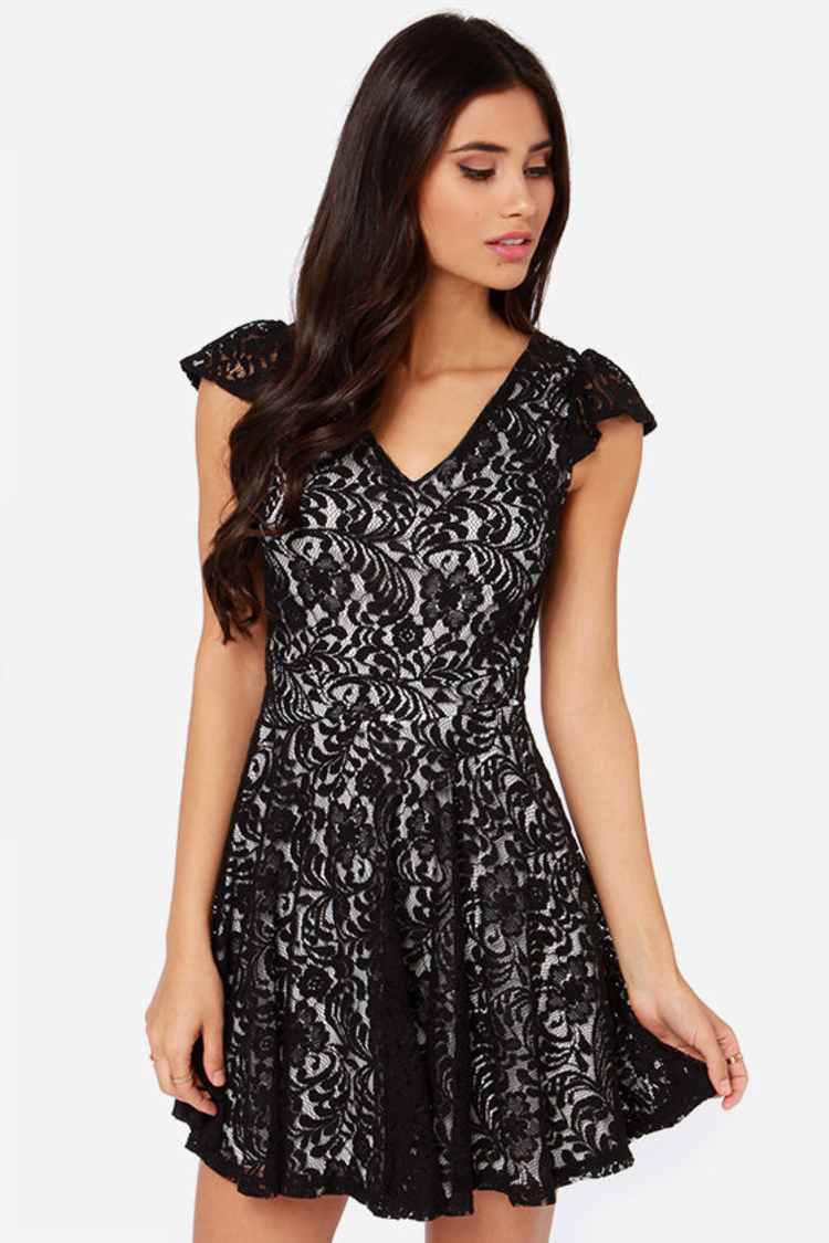 Pretty Black Dress - Lace Dress - Black and Ivory Dress - $48.00 - Lulus