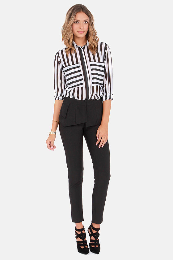 Peplum Pants - Tapered-Leg Pants - Black Pants - $52.00 - Lulus