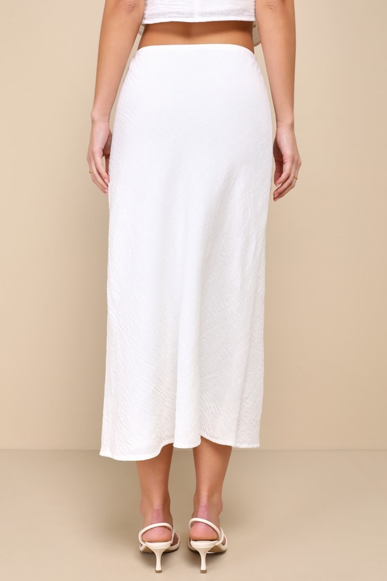 Shop Lulus Pleasant Poise White High-rise A-line Midi Skirt