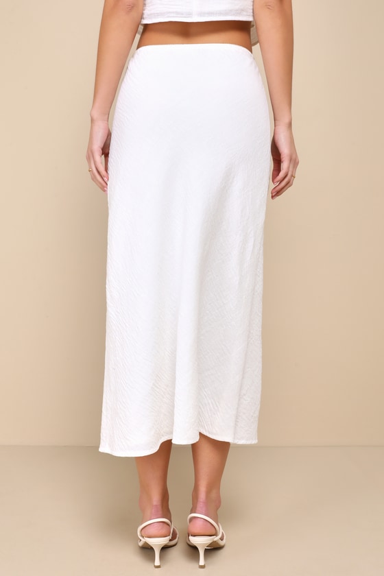 Lulus Pleasant Poise White High-rise A-line Midi Skirt In White