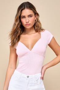 Sweet Direction Pink Pointelle Knit Cap Sleeve Top