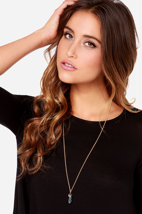 Black Necklace Pendant Necklace Gold Chain Necklace 18.00 Lulus