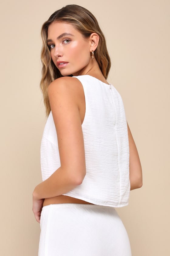 White Sleeveless Top - Cropped Tank Top - Simple Sleeveless Top - Lulus