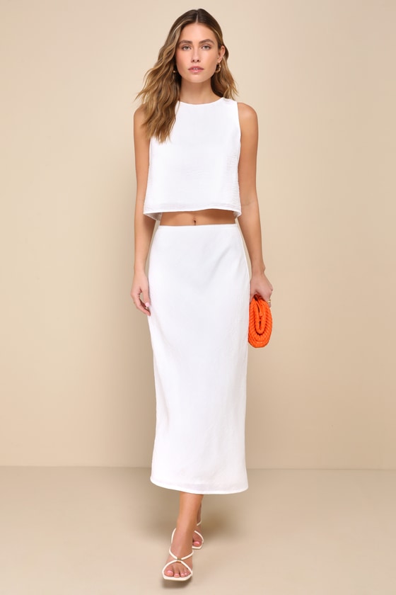 Lulus Pleasant Poise White Sleeveless Cropped Tank Top In White