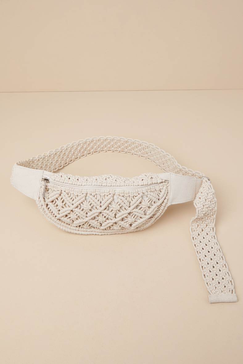 Adventurous Spirit Ivory Macrame Belt Bag