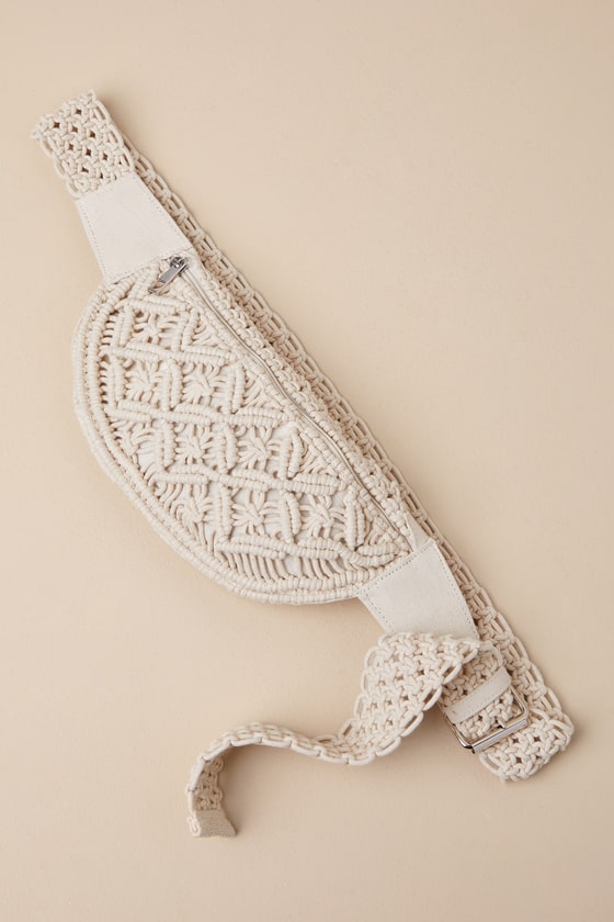 Lulus Adventurous Spirit Ivory Macrame Belt Bag