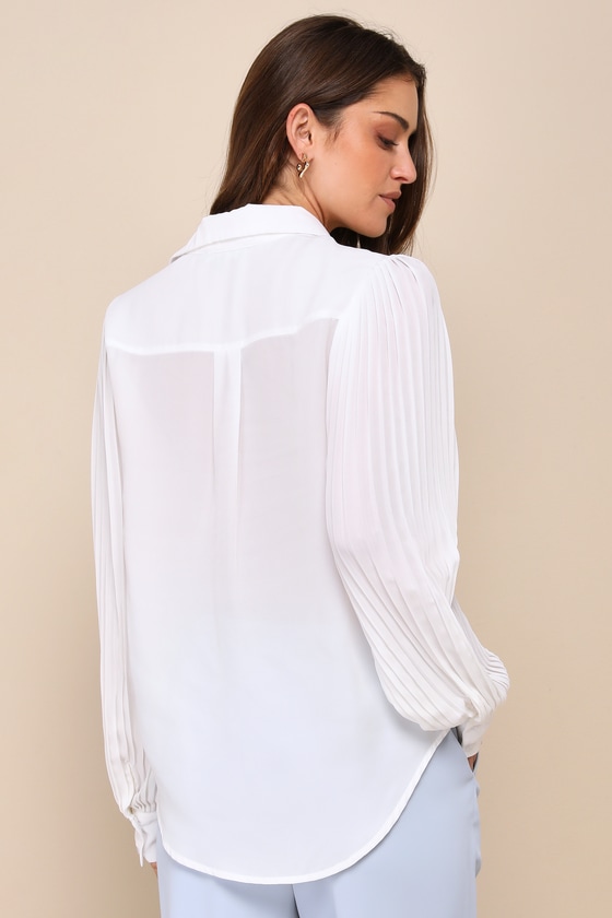 White Semi-Sheer Top - White Button-Up - Long Sleeve Blouse - Lulus