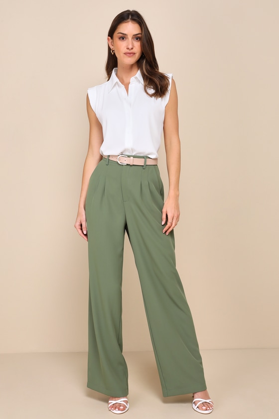 LULUS CHIC CANDIDATE WHITE COLLARED SLEEVELESS BUTTON-UP TOP