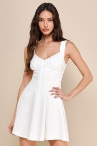 Exceptionally Loved White Bustier Skater Mini Dress 2