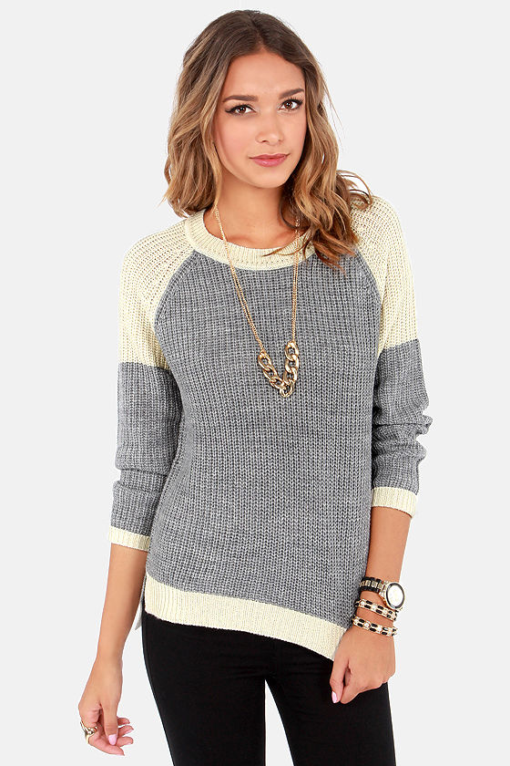 Cute Grey Sweater - Cream Sweater - Knit Sweater - $61.00 - Lulus