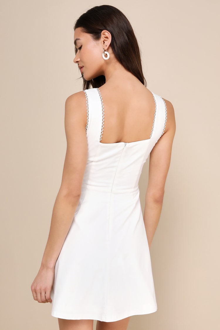 Exceptionally Loved White Bustier Skater Mini Dress