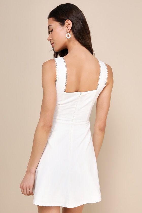 White Bustier Dress - Skater Mini Dress - Cute Skater Mini Dress - Lulus