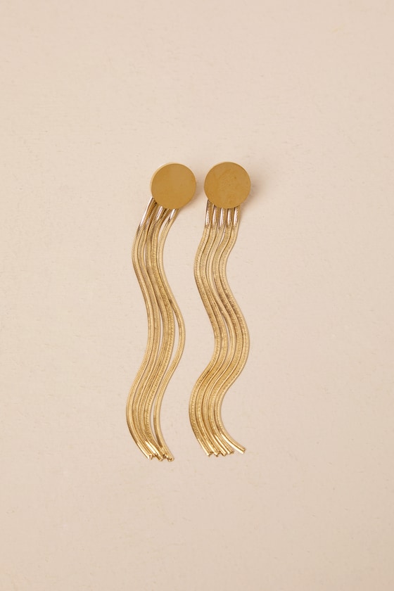 Shop Lulus Essential Shine Gold Drop Chain Statement Earrings