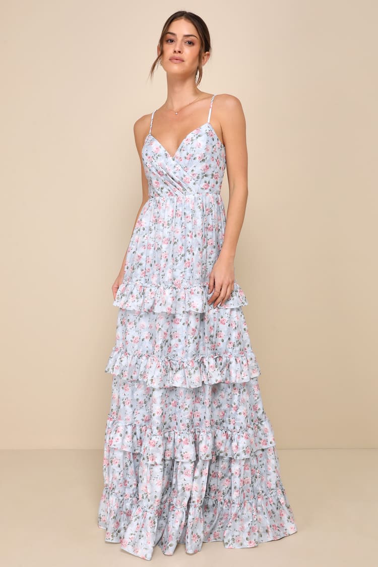 chinese dress ladies Provence Bloom Tiered Ruffle Floral Maxi Dress Yellow main image 0