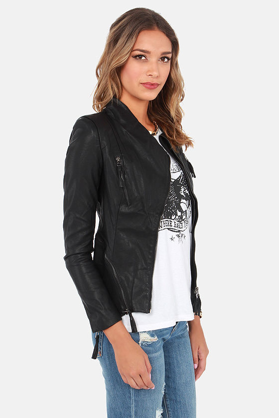 Cute Black Jacket - Vegan Leather Jacket - Moto Jacket - $95.00