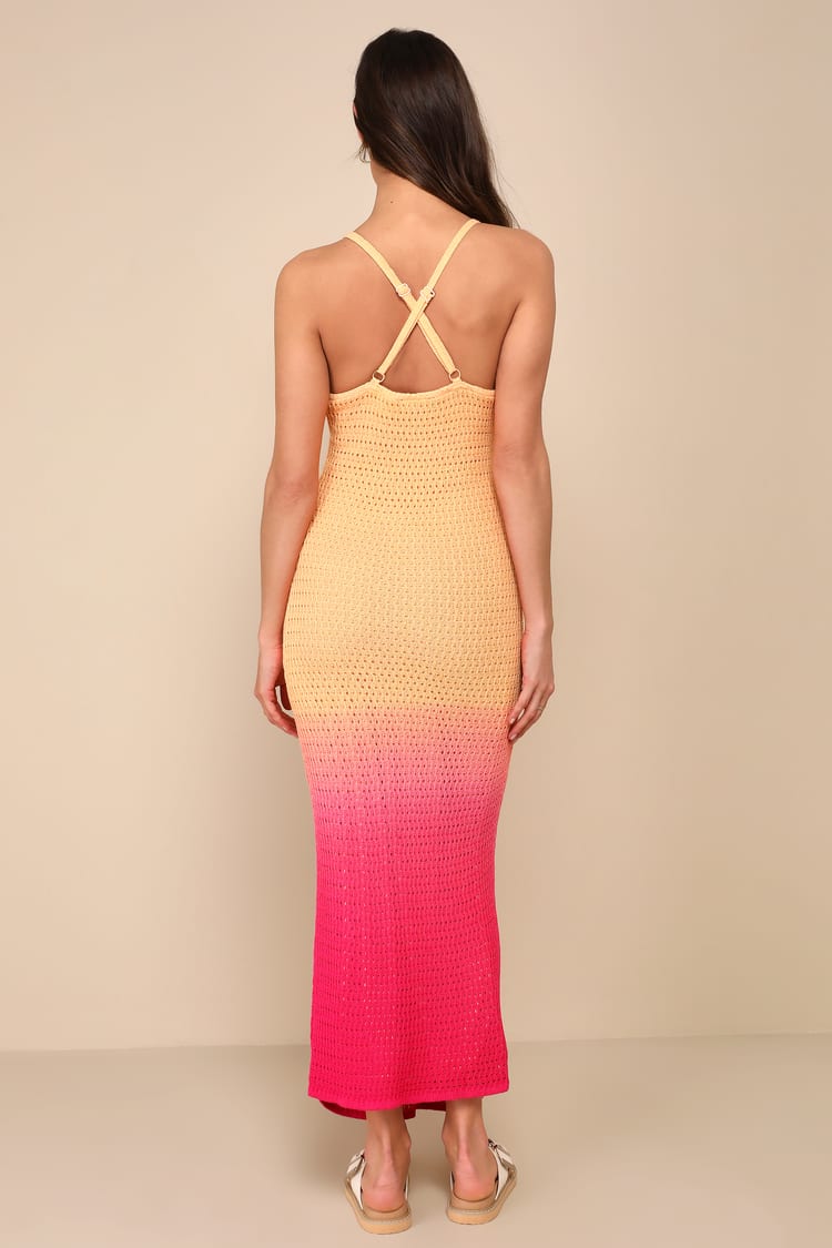 pink orange knit dress Beach Bound Multi Chevron Knit Dress XL