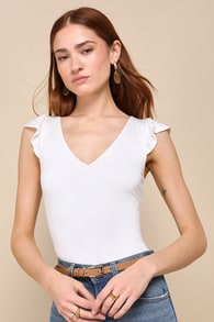Have You Crushin' White Flutter Sleeve Top