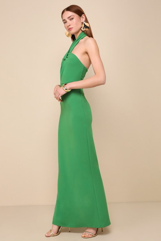 Shop Lulus Mesmerizing Perfection Green Halter Neck Backless Maxi Dress