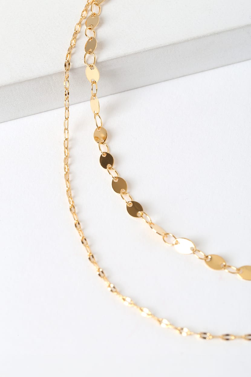 Always Gleaming 14KT Gold Layered Choker Necklace