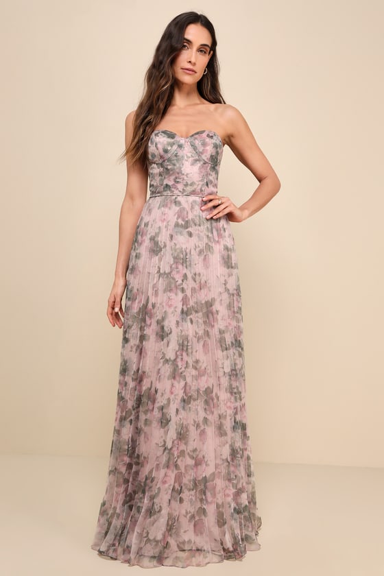 Shop Lulus Most Beautiful Day Pink Multi Floral Print Organza Maxi Dress