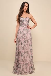 Most Beautiful Day Pink Multi Floral Print Organza Maxi Dress
