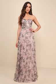 Most Beautiful Day Pink Multi Floral Print Organza Maxi Dress 1