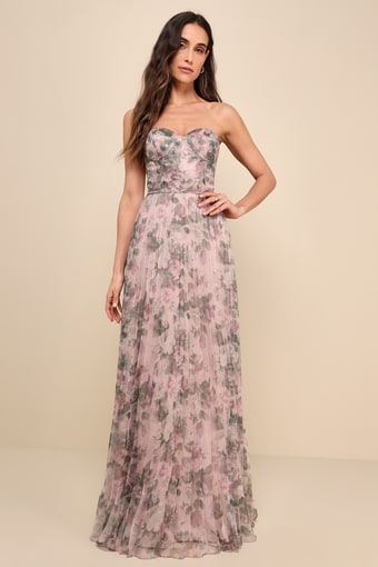 Most Beautiful Day Pink Multi Floral Print Organza Maxi Dress 1