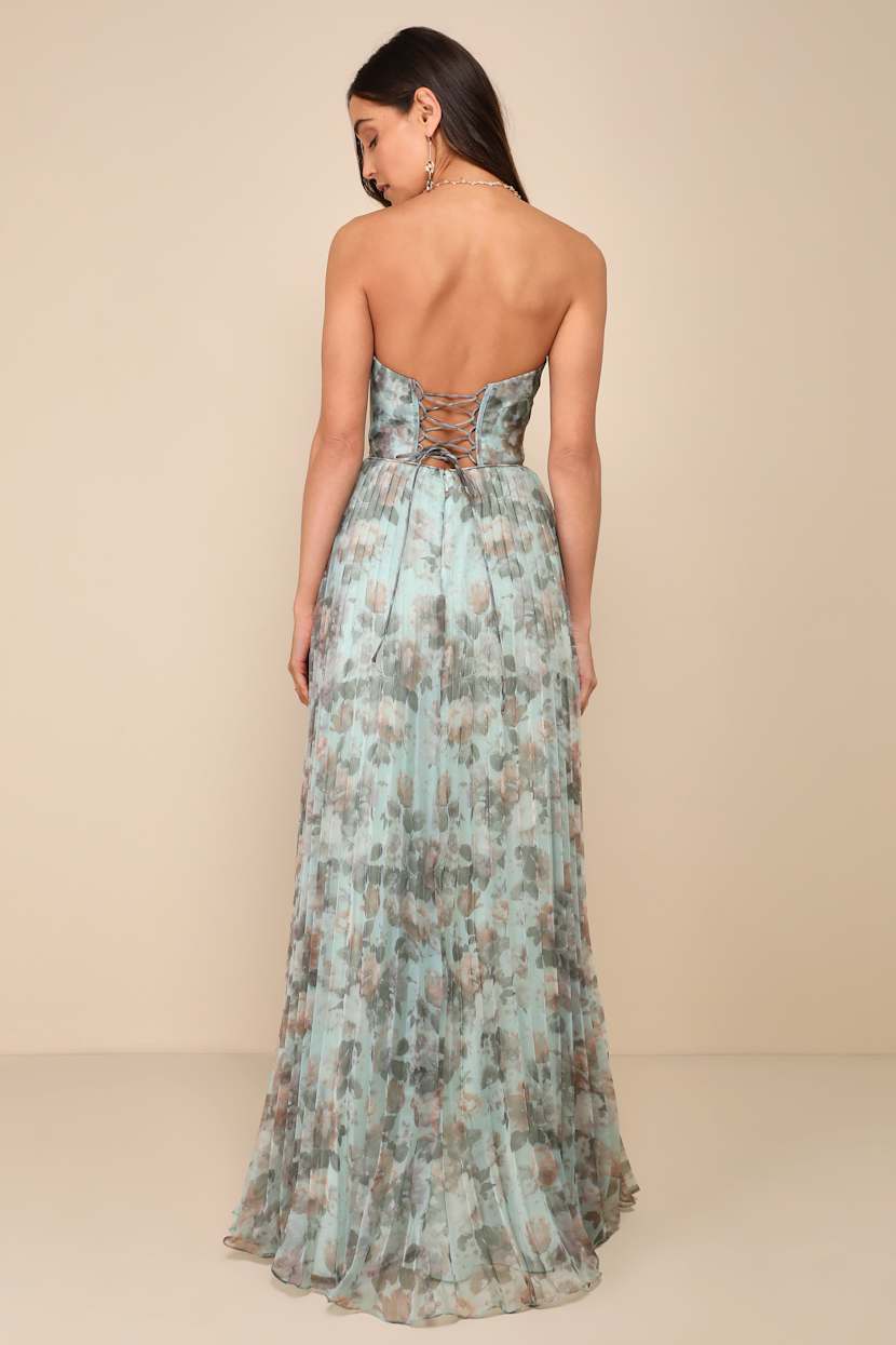 lulus maxi dress floral Blue - Print Dress - Twist-Front Dress Hidden back zipper with clasp Lulus | White Floral Print