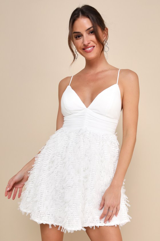 White Mini Dress W/ Mesh