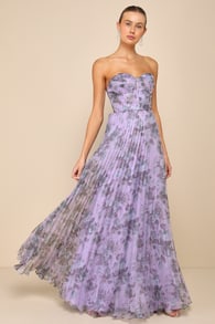 Most Beautiful Day Purple Multi Floral Print Organza Maxi Dress