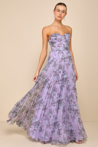 Most Beautiful Day Purple Multi Floral Print Organza Maxi Dress 2